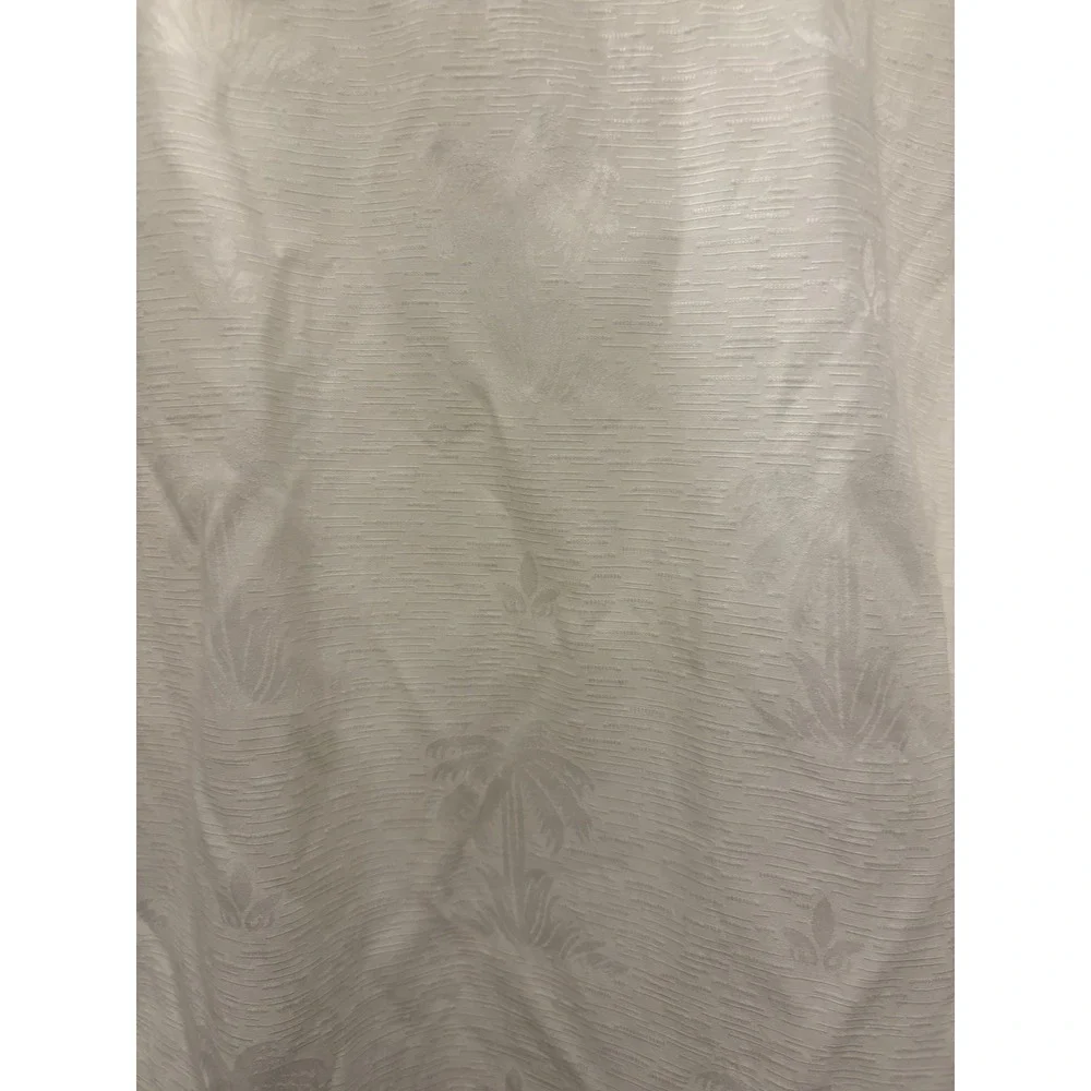 Gordon Clothing Co. XL Hawaiian Camp Shirt Ivory Palm Tree Jacquard Short Sleeve